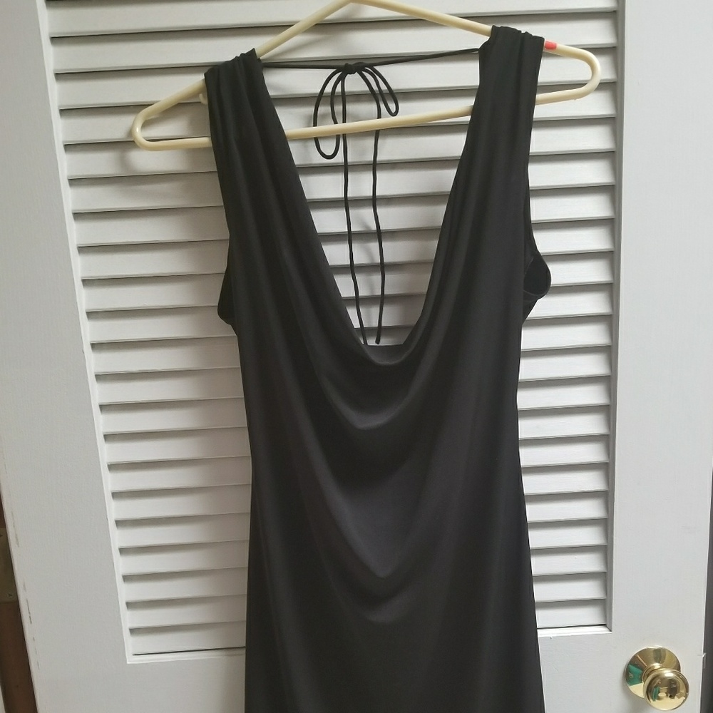 NWT Black cowl neck low back dress.